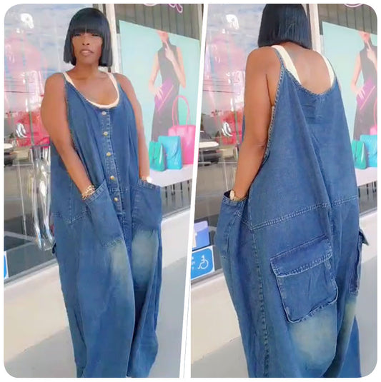 Over-sized Denim Jumpsuit
