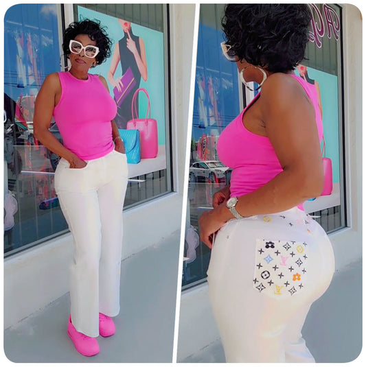 XL Colorful White Jeans
