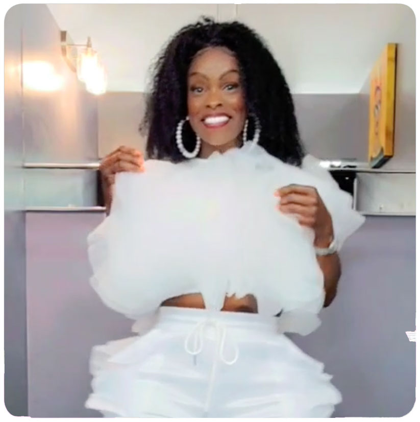 White Exotic Ruffle Top