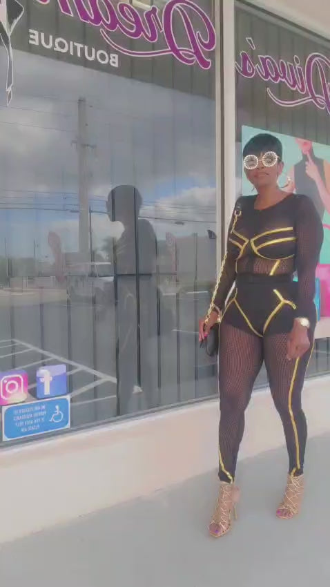 Black & Gold 2-Piece Mesh Set