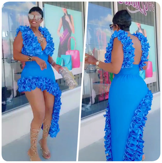 Blue Roses Skirt Set