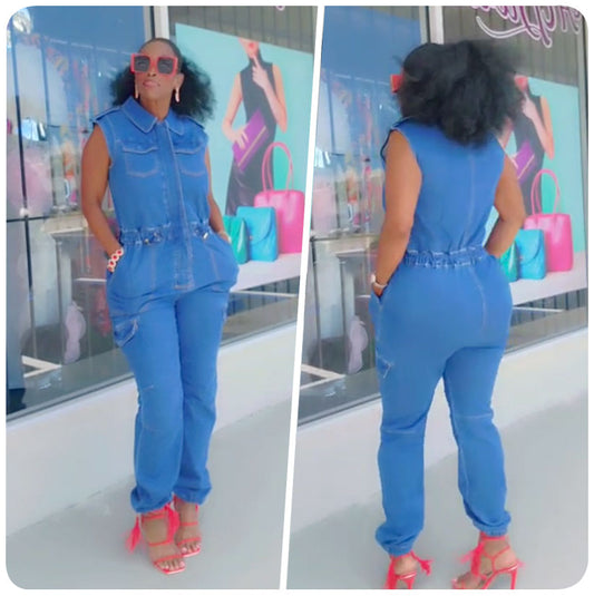 I Am Woman Denim Jumpsuit