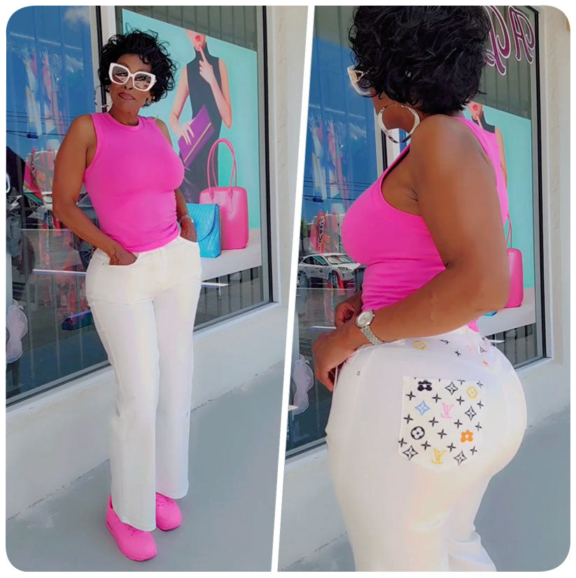 XL Colorful White Jeans